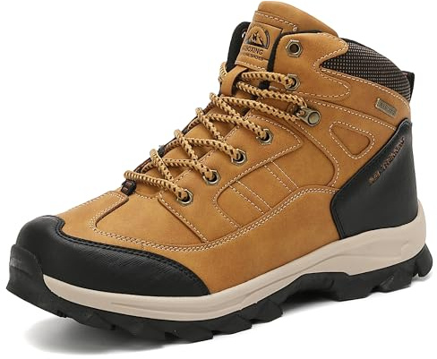 AX BOXING Botas Hombre Invierno Botas Montaña Forro Cálido Zapatillas Trekking Antideslizante Zapatos de Senderismo Botines de Nieve Aire Libre Tamaño 41-46 EU(Amarillo,45 EU)