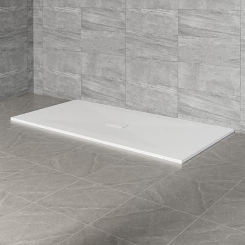 NRG 2000x1000mm SMC Rectangle Shower Tray White Slip-Resistance Bathroom Shower Base Easy to Clean