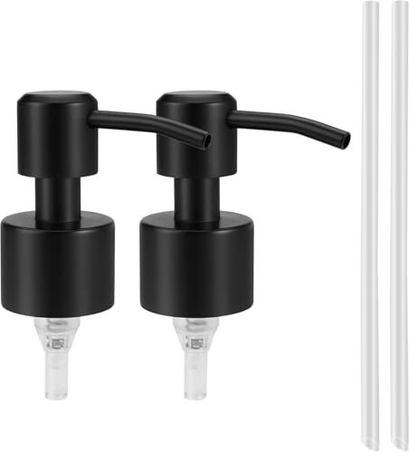 lyualma 2 Stück Seifenpumpe Edelstahl Seifenspender Ersatzpumpe Spülmittel Pumpkopf für Flüssigseifen Shampoos, für Flaschen 28-mm-Gewinde