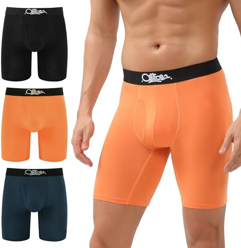 OEIOEI Boxershorts för herrar, långa, av bambu, sportunderkläder, kalsonger, män, trunks, 3-pack, L