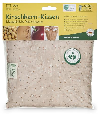 GRÜNSPECHT Kirschkern-Kissen 19x19cm, Wärmekissen für Nacken, Bauch & Rücken, Bezug aus 100% Baumwolle, für Mikrowelle & Backofen; Dreiecke Frosty grün (110-V7)