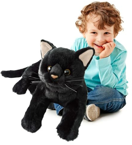 Almohada de Felpa de Gato-Negro, Juguete de Gatito de Peluche K-awaii, Almohada de Peluche de Gato-Negro, Almohada de muñeca de Gato de Peluche Realista, cojín de Gato-Negro de Felpa para niños