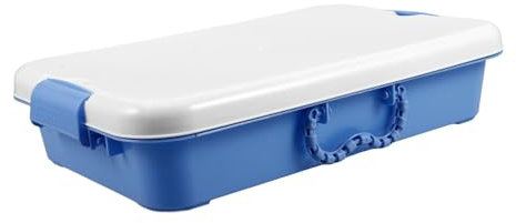 BESTonZON Tragbarer Sandkasten Mit Deckel Aus Robustem Abs Kunststoff Aufbewahrungsbox Für Kindersand Und Spielzeug Sensorisches Spieltablett Für Kinder Outdoor Und Reisen Tiefblau