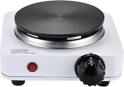 1000W Single Hotplate with Adjustable Thermostat Corrosion Resistant/Power Indicator/Non Slip Feet/Easy Cleanfor Home Kitchen Camping & Caravan Cooking, Compact