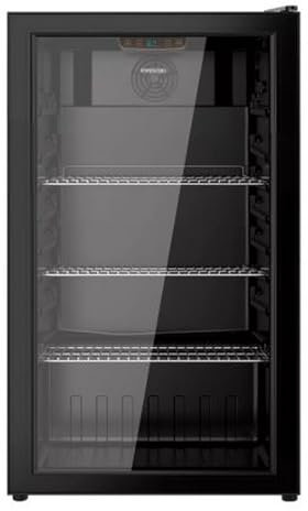 INFINITON Vitrina Frigorifica FTS-90L85NEG, 90 Litros, Altrua 83 cm, Fan ADD Cooling, 3 Estanterias, Led Interior, Doble Cristal, negro, E