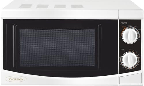 Sovereign MW802WSC 20Ltr White Microwave Oven, Stainless Steel Cavity, Easy Clean, Defrost Function, 6 Power Levels