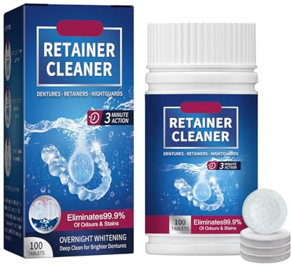 Zahnspangenreiniger,Gebissreiniger Tabs,100 Retainer Reinigungstabletten,Retainer Cleaner,Zahnschiene Reinigung,Gebissreinigungstabletten