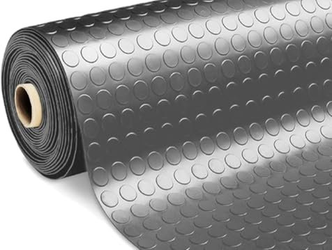 SOFFICIOSO Tappeto Gomma Antiscivolo Per Rivestimento Pavimento Grigio Scuro Bollato PVC 100x300 Floor Grigio Scuro