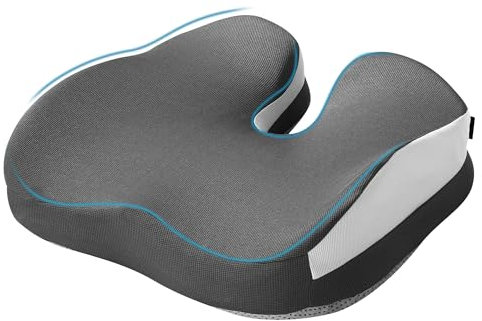 Sitzkissen Orthopädisch,Ergonomisches Sitzkissen mit Memory Foam,Orthopädisches Sitzkissen für Steißbein, Ischias & Hämorrhoiden,Rutschfest,für Büro, Auto, Rollstuhl, Sofa & Gaming Stuhl (Grau)