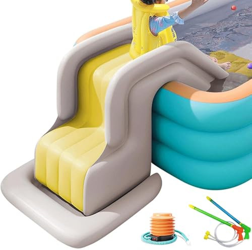 Scivolo Gonfiabile, Scivolo Gonfiabile Per Feste In Giardino 2025, Scivolo Gonfiabile Compatto Per Piscina con Pompa A Pedale E Pistola Ad Acqua, Divertimento Estivo All'Aperto Per Bambini E Adulti(Ye