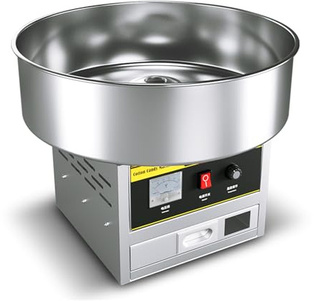 Máquina eléctrica profesional de algodón de azúcar de 17.7 pulgadas, con cajón de almacenamiento grande, motor de cobre puro de acero inoxidable, 1200 W, 110 V/220 V