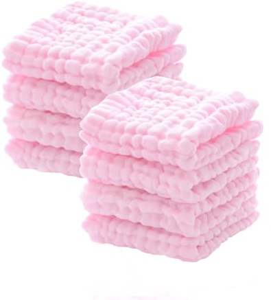 LUHIUMOYA Lot de 8 gants de toilette pour bébé 30 x 30 cm, 100 % coton, doux et absorbants, polyvalents, pour nouveau-nés et tout-petits (gants de bain, bavoir, matelas à langer, bavette à bavoir)