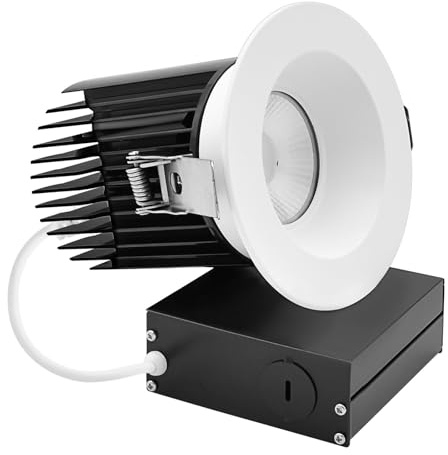 LUXRITE 4 Inch Recessed Light, Regressed Canless LED Spotlight, 5CCT 2700K-5000K, CRI90, 22W, 1700 Lumens High Output, 38º, Interchangeable Round White Trim, Dimmable, IC & Wet