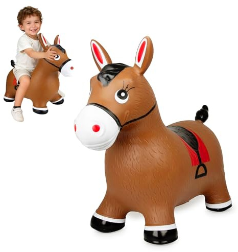SilverChry Animale Saltellante, Salta Bambini da Interno, Gonfiabile Cavallo Saltellante, Giocattolo Saltellante da Interno/Esterno, Regalo per Bambini di Compleanno (Marron)