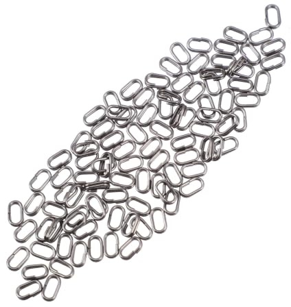 Lurrose 100 Pièces Anneaux de Connexion Ovales en Acier Inoxydable Argenté pour Pêche, Double Boucle, Connecteur pour Leurres Durs et Hameçons, Accessoires de Pêche en Bateau