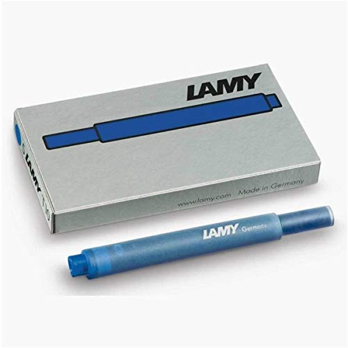 Lamy T10 Washable Blue Fountain Pen Ink Cartridges Refills Spare Replacement for All Lamy Fountian Pens (Pack of 1-5 Ink Cartridges)