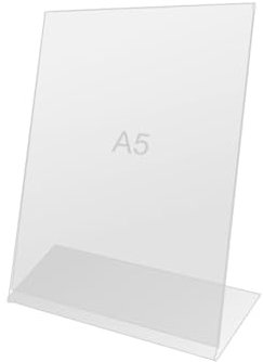 Studiocen Acryl Tischaufsteller A5 - Acryl Aufsteller für Büro, Geschäft & Rezeption - Speisekartenhalter, Menükartenhalter, Schilderhalter, Prospektständer
