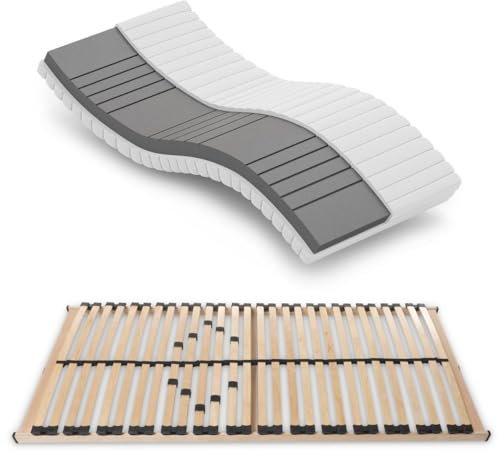 Betten-ABC - Matratze & Lattenrost (KSP-500) - 90x200 cm (H3) - 7-Zonen Matratze aus Kaltschaum mit passendem Lattenrost - Hypoallergen & Antibakteriell - Oeko-TEX® Zertifiziert - Lieferung per Paket