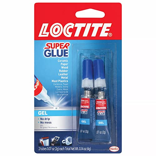 Loctite Super Glue Gel, Clear, 0.07 fl oz Tube, 2 Pack - Superglue for Plastic, Wood, Metal, Crafts & Repair, Cyanoacrylate Adhesive Instant Glue, Quick Dry