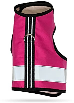 Kitty Holster Reflective Cat Harness – High-Visibility Cat Harness for Travel, Day and Night Walking - Soft Cotton Cat Accessories, Breathable, Secure & Washable, Made in USA - Flamingo Pink, S to M