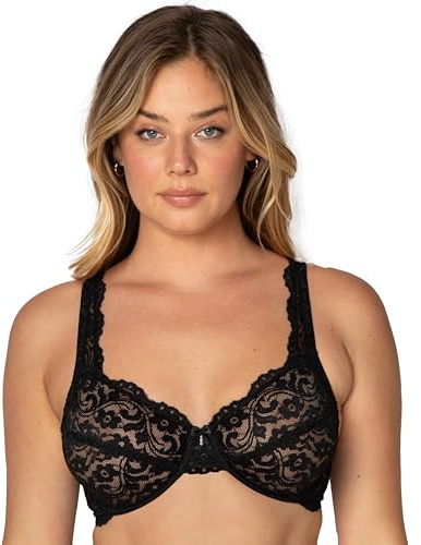 Smart & Sexy Women's Signature Lace Unlined Underwire Bra, Black Hue, 36C