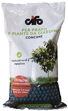CIFO - Concime Granulare Lenta Cessione Prato Piante Verdi e Orto, Assicura Disponibilità Costante ed Equilibrata degli Elementi Nutritivi, Promuove una Crescita Sana e Rigogliosa, Made in Italy, 5 kg