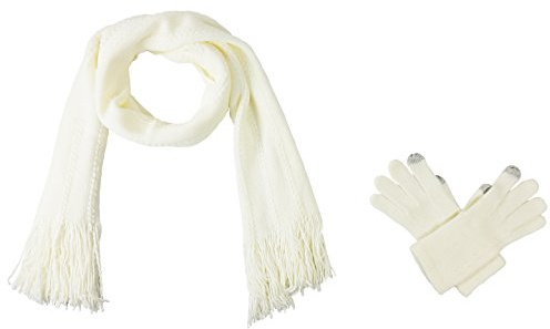 BRUCERIVER Ensemble écharpe et gants en tricot ultra doux pour femme, fonction tactile, toucher cachemire, Écran tactile Blanc cassé, taille unique