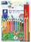 STAEDTLER Buntstift Noris super jumbo, erhöhte Bruchfestigkeit, Sechskantform, ABS-System, attraktive Sternchenprägung, Set mit 12 brillanten Farben und einem Spitzer, 129 NC12P1, 12 Stück (1er Pack)