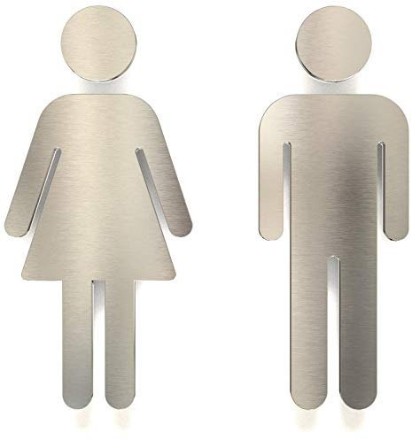 Edelstahl WC-Schilder Set - selbstklebend & pflegeleicht - Design Toiletten-Schilder ST-06-E