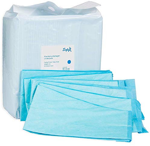 Sofex Inkontinenzunterlagen Einweg 40x60 cm – 50 Stück, 5-lagig – Krankenunterlagen 40x60, Inkontinenz Bettunterlage, Unterlagen Bett Inkontinenz, Wickelunterlage, Saugstark, und rutschfest