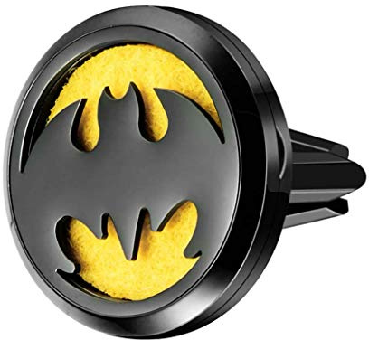 Wild Essentials Black Chrome Bat Essential Oil Car Vent Diffuser, Stainless Steel Locket Pendant with 8 Color Refill Pads, Customizable Color Changing Air Freshener for Aromatherapy