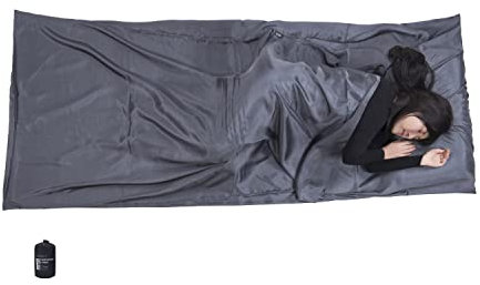 BROWINT Seidenschlafsack Inlett, Hüttenschlafsack aus 100% Naturseide, Extrabreite 220x110cm, 220x87cm, Mumie, Schlafsack Inlett, Inlay, Reiseschlafsack dünn, Leicht, Kompakt, Verstärkte Ecken