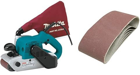 Makita 9403 Ponceuse à Bande Limage 100mm 1200W & Silverline 730880 5 bandes abrasives 100 x 610 mm Grain 40