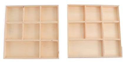 Decorative Box Set - 2Pcs Diy Wooden Storage Boxes with 8 Separate Compartments for Home Organization and Christmas Decoration