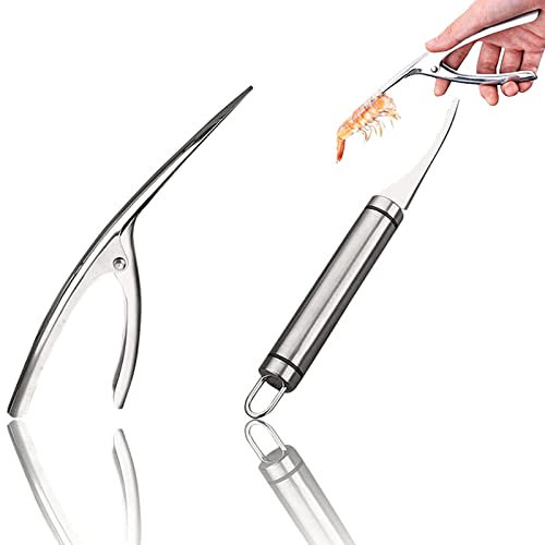 Jbanton 2 Pcs Edelstahl Garnelenschäler, Garnelenschäler, Shrimp Deveiner Tool, Peeling Garnelen Werkzeuge, Küche Easy Peel Garnelen Clamp für Haushalts Restaurant Küchen
