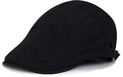 Schirmmütze Herren Barett Cap Herren Baskenmütze Einstellbar Schiebermütze Flatcap Herren Baumwolle Vintage Style Schiebermütze Flatcap Gatsby Ivy Irish Hat Barett Schirmmütze 54-59cm (Schwarz)