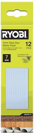 RYOBI - 12 Bâtons de Colle 7mm - RACGS7-12 - Colle Transparente, Basse Température