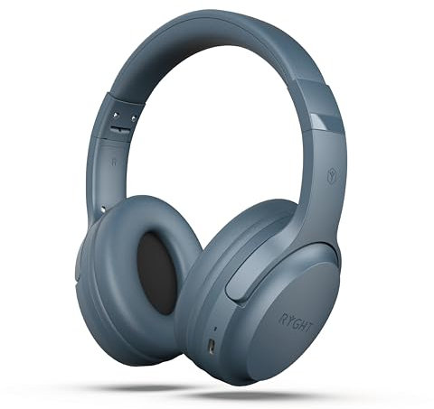 RYGHT – TEMPO – Casque sans fil – Son stéréo clair, 20H d’autonomie – Pliable, léger, commande contrôle musique, volume, répondre aux appels, activer assistant vocal, oreillettes rembourrés – Bleu