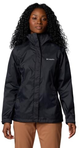 Columbia Womens Arcadia II Waterproof Rain Jacket, Black, 2X