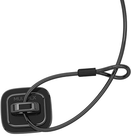 Security Fix Point Keyed or Combination Cable Locks | Adhesive Sticker and Screws included | Polished Jet Black Finish | Desk Mount Accessory for Cable Locks |