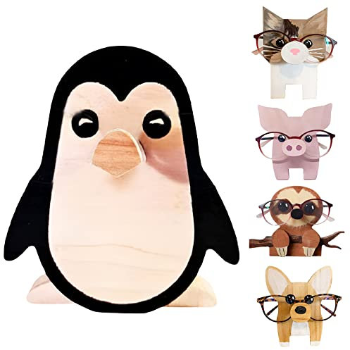 Lidzopas Brillenhalter aus Holz, Pinguin-Form, Tier-Brillenhalter für Geschenke, Heimbüro, Schreibtischdekoration