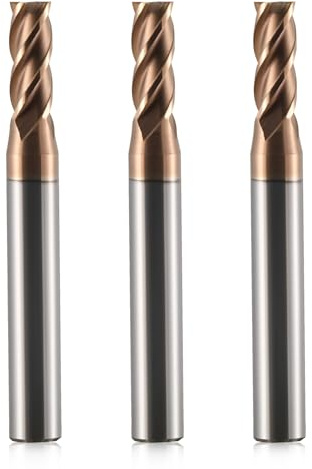 3 fresas VHM de metal duro, revestimiento AlTiN 55 HRC, 4 cortes, taladrado, fresado, pulido, inmersión, CNC, carburo de tungsteno (5 mm)