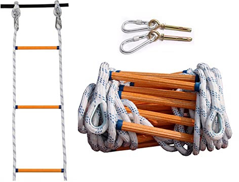 LUMSGN Échelle de Secours, échelle de Corde, échelle de Sauvetage, 3 m, 5 m, Ligne de Vie Domestique, échelle de Secours en Cas d'incendie, échelle de sécurité extérieure en Nylon Souple pour l'esc