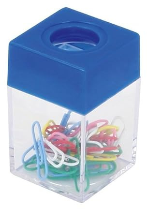 D.RECT Distributeur Magnétique de Trombones – Boîte Carrée Transparente avec Couvercle Noir ou Bleu – Pratique et Toujours à Portée de Main – Pour Bureau, Maison, École