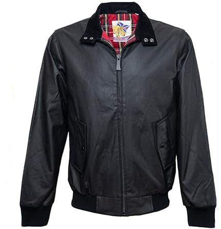 Harrington Blouson en coton waxé noir