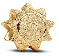 PANDORA Moments 764052C00 Mini breloque en forme de soleil structuré en argent sterling avec alliage plaqué or 14 carats Compatible Moments