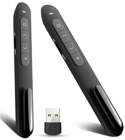 Wireless Presenter Remote Presentation Pointer Clicker with Hyperlink Volume Remote Control, Powerpoint Board Slide Advancer Presentation Clicker for Mac/Laptop (2PCS Black)