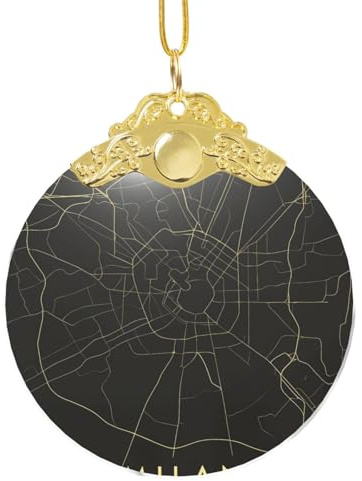 Adorno decorativo con diseño de mapa de la ciudad de Milán para árbol de Navidad, cierre de metal, colgante para decoración navideña