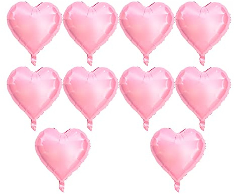 Globos de aluminio con forma de corazón de 18 pulgadas, paquete de 10 |Diseño de cierre automático para fácil inflado y seguridad |Decoración de fiesta romántica para (Heart Shape)