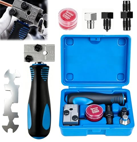 7 st bromsledning flänsapparat set bromsledningsflänsutrustning för 3/16 tums bromsrör universell DIN flänsutrustning bromsledning praktiskt flänsverktyg för koppar nickel stålrör för bil och lastbil